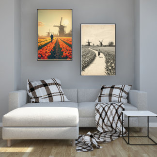 Poster Bicicleta através de Campos de Tulipas – Campo Hol