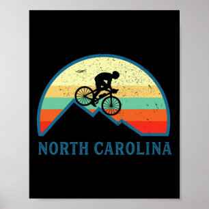 Poster Bicicleta Carolina North Mountain Biking Retro Mtb