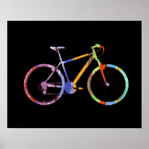 Póster bicicleta colorida a preto