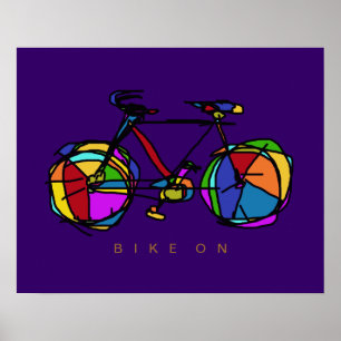 Poster bicicleta colorida em decor roxo