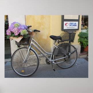 Poster Bicicleta com Cesto de Hortênsias