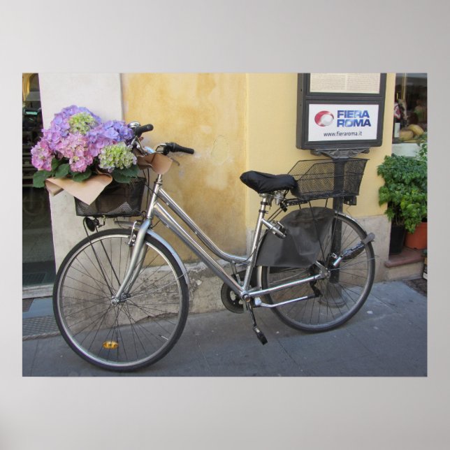 Poster Bicicleta com Cesto de Hortênsias (Frente)
