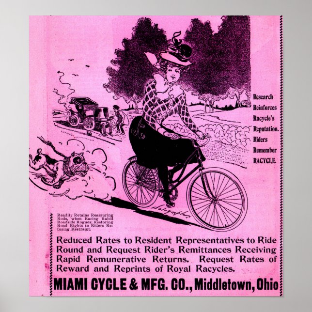 Póster Bicicleta da década de 1890 e A Corrida (Frente)