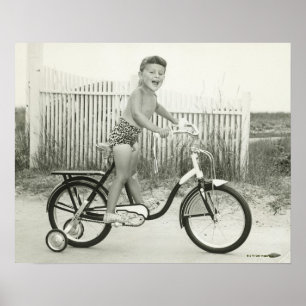 Póster Bicicleta da equitação da menina