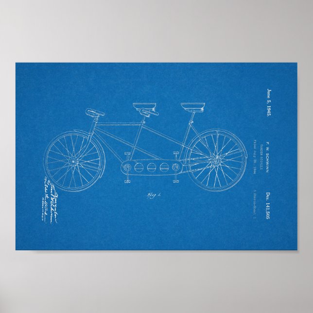 Poster Bicicleta de 1945, Vintage Schwinn, Bicycle Patent (Frente)