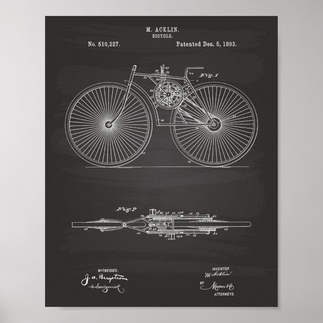 Póster Bicicleta de Arte Patente 1893 (Frente)