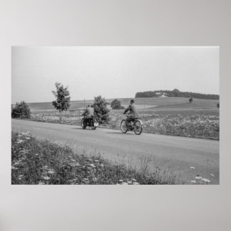 Poster Bicicleta de Atração a Motociclos 1968 Preto e Bra