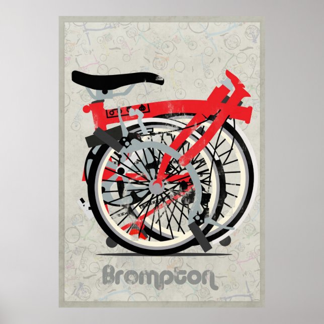 Poster Bicicleta de Brompton Dobrado (Frente)
