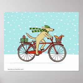 Póster Bicicleta de Cão com Whimsical Amigo de Esquilo