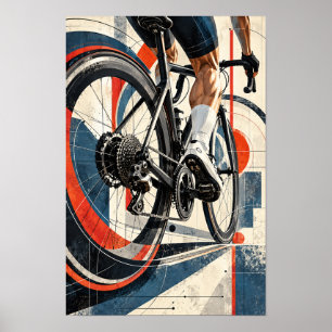 Poster Bicicleta de Ciclismo de Estrada Close-Up Geométri