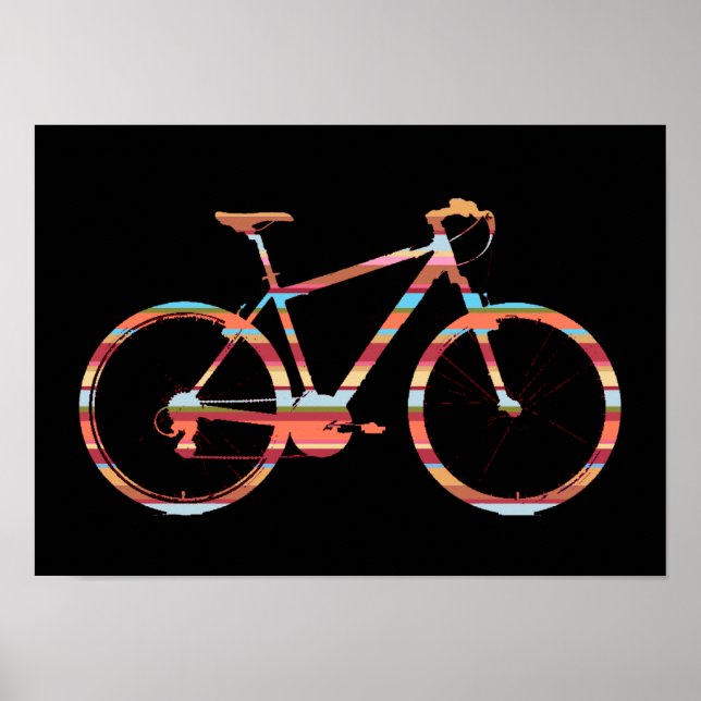 Póster bicicleta de ciclismo listrado (Frente)