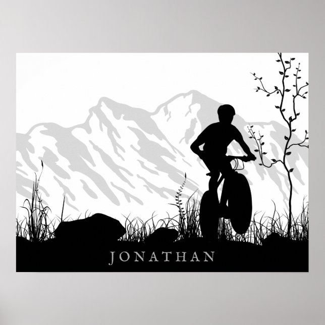 Poster Bicicleta de Montanha Silhouette Personalizada (Frente)