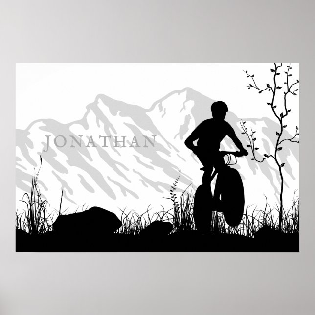 Poster Bicicleta de Montanha Silhouette Personalizada (Frente)