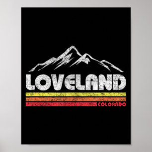 Poster Bicicleta de montanha vintage retrô loveland color