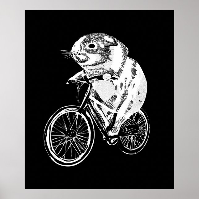 Poster Bicicleta de Porco Guineense com Esboço Bonito | P (Frente)