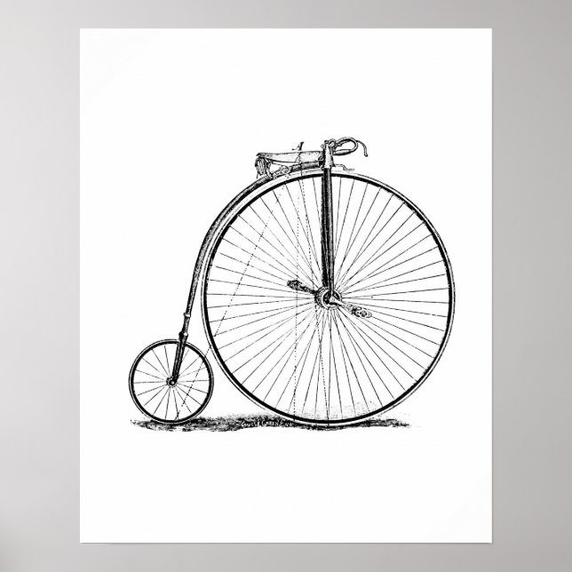 Póster bicicleta de roda alta penny farthing (Frente)
