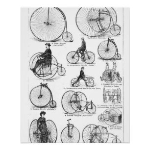 Póster Bicicleta de Roda Alta Penny Farthing