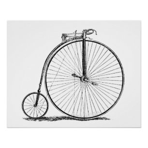 Póster Bicicleta de Roda Alta Penny Farthing