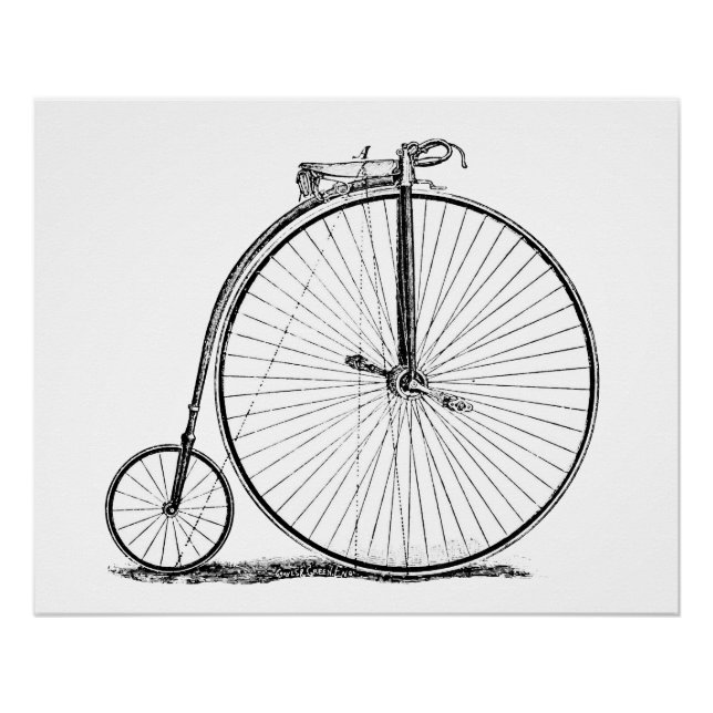 Póster Bicicleta de Roda Alta Penny Farthing (Frente)
