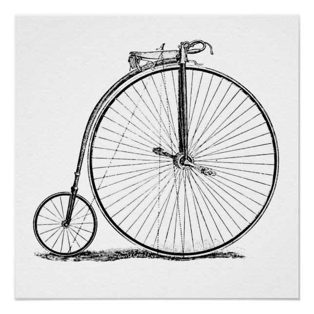 Póster Bicicleta de Roda Alta Penny Farthing (Frente)