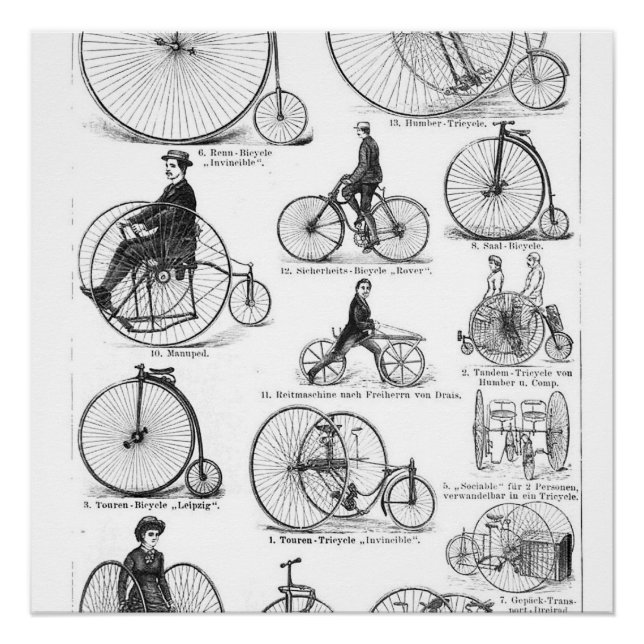 Póster Bicicleta de Roda Alta Penny Farthing (Frente)