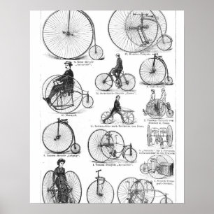 Póster Bicicleta de Roda Alta Penny Farthing
