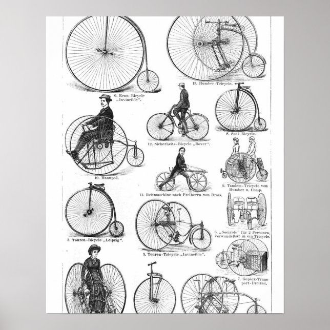 Póster Bicicleta de Roda Alta Penny Farthing (Frente)