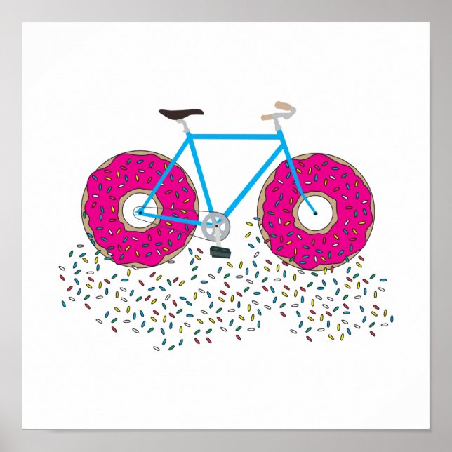 Poster Bicicleta de Rodas de Rosquinha Rosa-Glazadas com  (Frente)