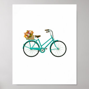 Poster Bicicleta de Vintage com Praia de Flower Basket