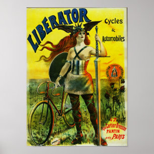 Poster Bicicleta de Vintagem de Ciclos e Automóveis do LI