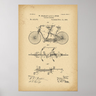 Póster Bicicleta do tandem de 1889 patentes