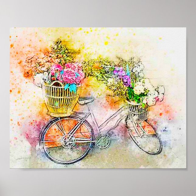 Poster Bicicleta e flores  (Frente)