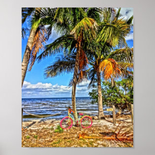 Poster Bicicleta em Beach Pine Island na Flórida Art Imin