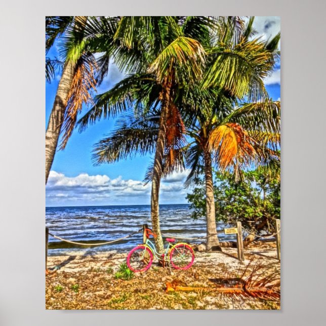 Poster Bicicleta em Beach Pine Island na Flórida Art Imin (Frente)