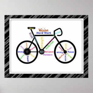 Poster Bicicleta Esporte, Palavras Motivacionais & Listr