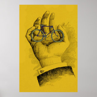 Poster Bicicleta Humorística da Mão Amarela Vintage