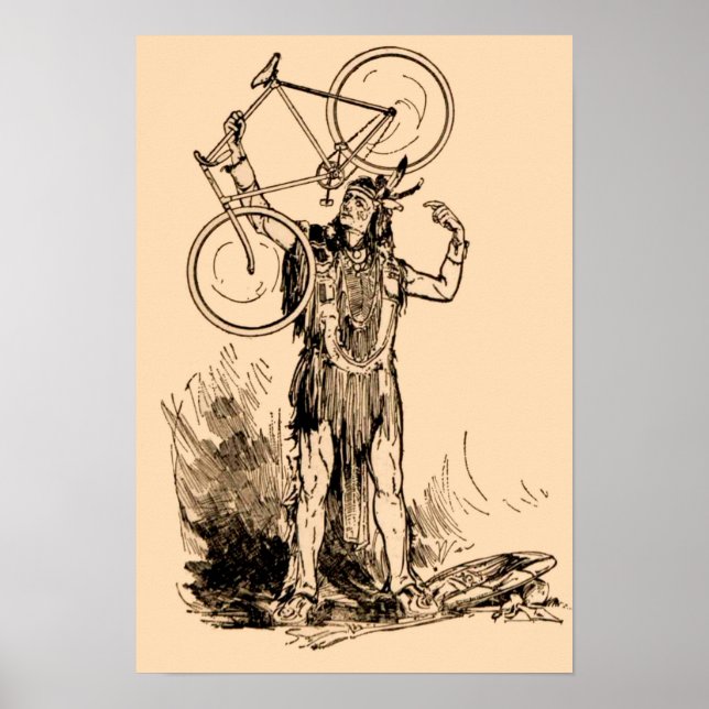 Póster Bicicleta Iroquois Indiana Nativa Americana (Frente)