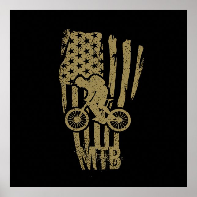 Poster Bicicleta Mtb Bandeira Americana (Frente)