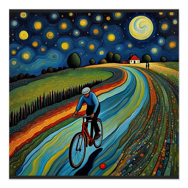 Póster Bicicleta na noite estrelada 3 (Frente)