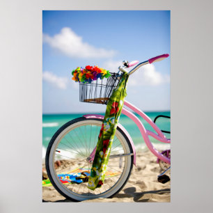 Póster Bicicleta Na Praia  Miami, Flórida