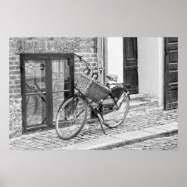Poster Bicicleta Negra Com Cesta Grande, Copenhaga, Dinam