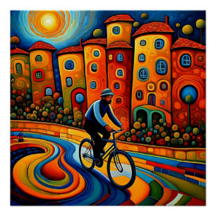 Póster Bicicleta no pôr do sol 5