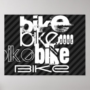 Póster Bicicleta; Preto & obscuridade - listras cinzentas