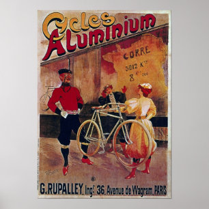Poster Bicicleta Publicidade Ciclos de Vintagem Alumínio