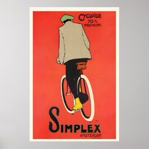Poster Bicicleta Simplex Cycloide Retro Amsterdã Holanda