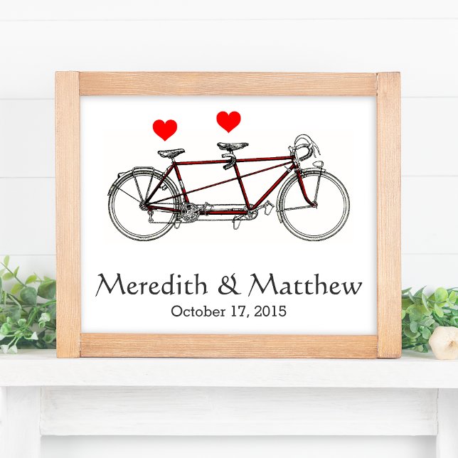 Póster Bicicleta Tandem Vintage Fofo Casamento Personaliz (Criador carregado)