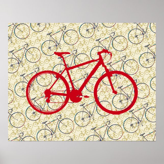 Póster bicicleta vermelha. decor de bicicleta (Frente)