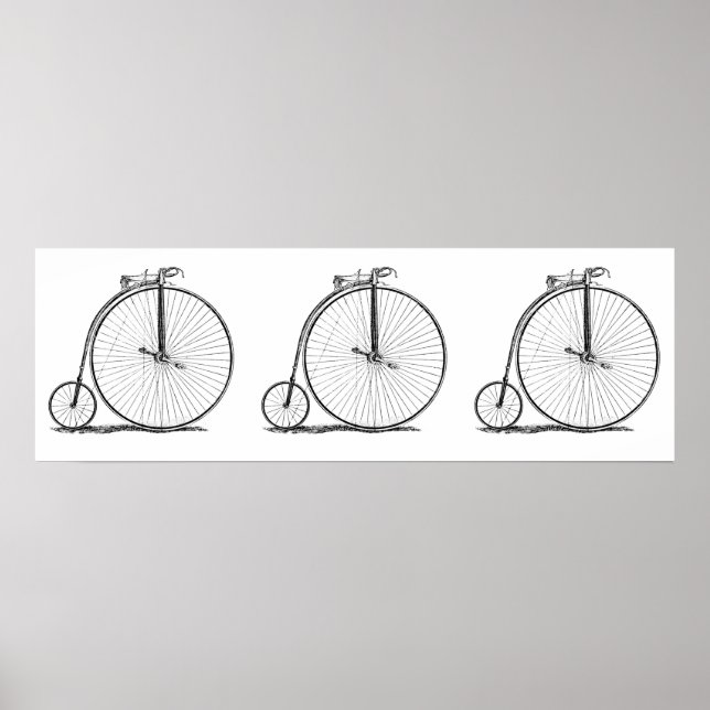 Póster Bicicleta Victoriana de Rodas Altas Penny Farthing (Frente)