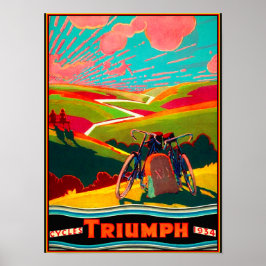 Póster Bicicleta Vintage - Bicicleta na encosta