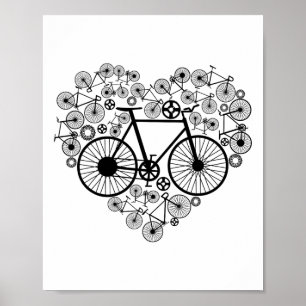 Poster Bicicletas Coração Fofo Mtb Estrada Corrida Ciclis